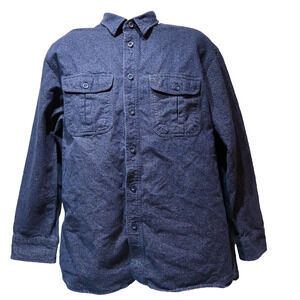 Cabelas Shirt Mens Extra Large XL Blue Flannel Button Up Lined Vintage EUC
